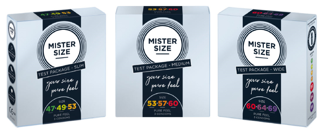 3가지 종류의 미스터 사이즈 콘돔 테스트 팩